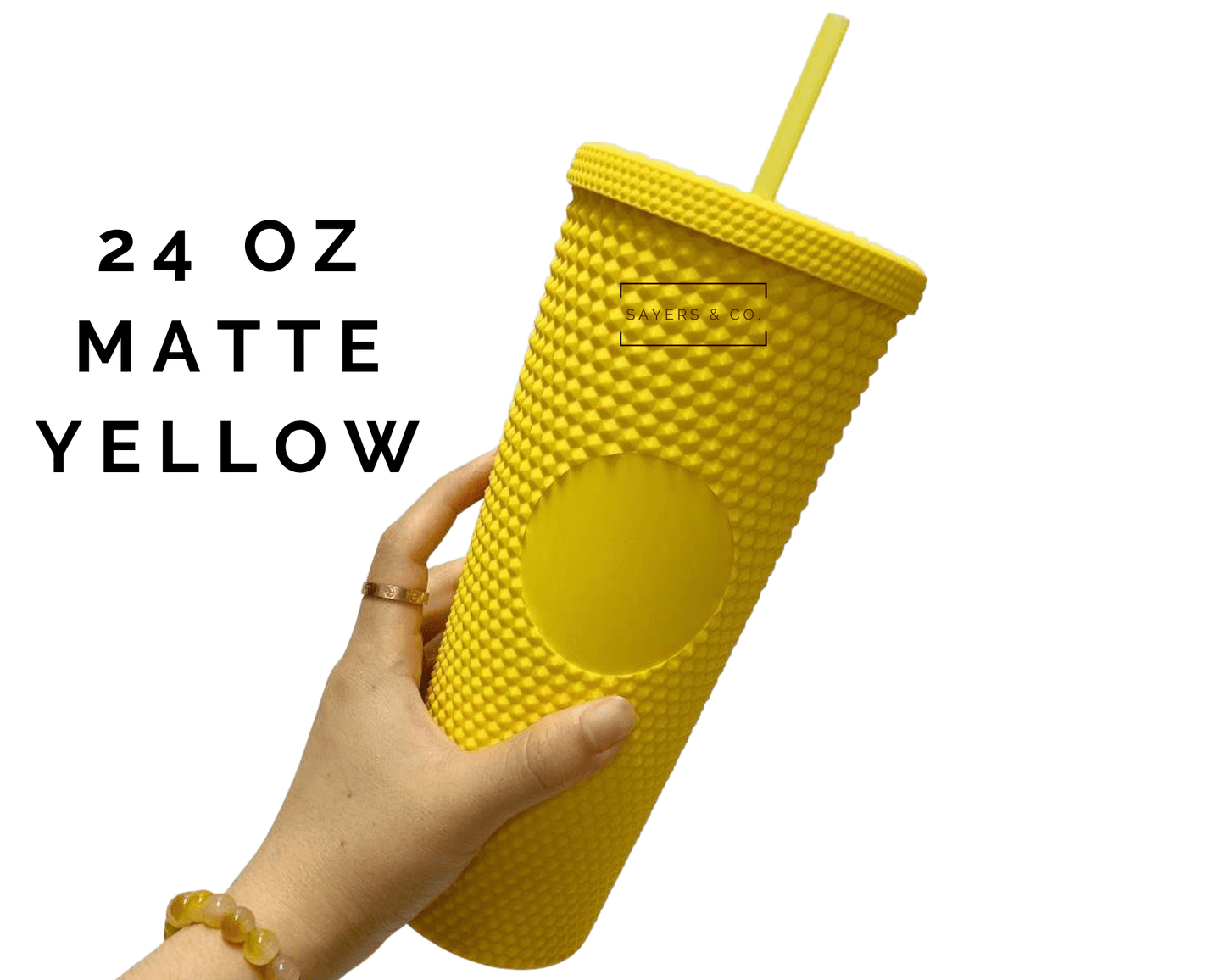 24oz Matte Yellow Studded Double Walled Tumbler