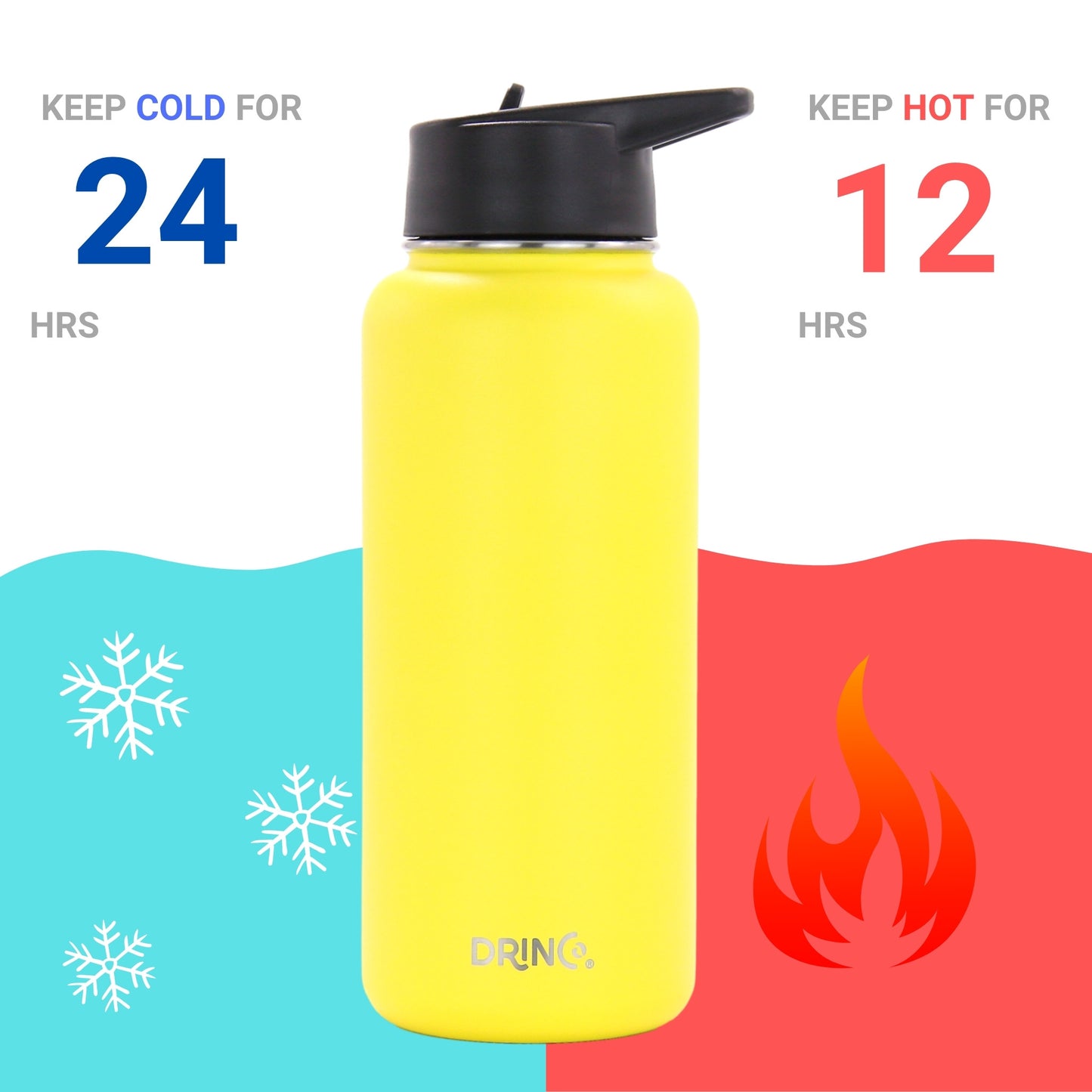 DRINCO® 32oz Stainless Steel Water Bottle - Illuminating Yellow