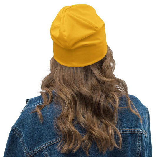 Beanie Hat - Yellow Slouchy Beanie Prayer Warrior Print Men/women