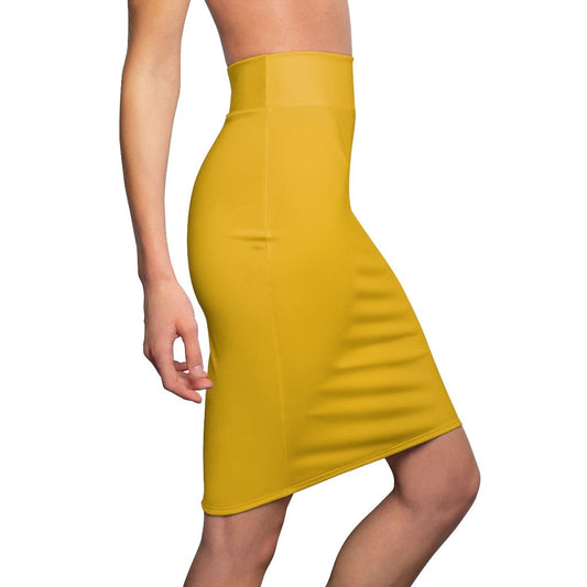 Womens Skirt - Yellow Pencil Skirt