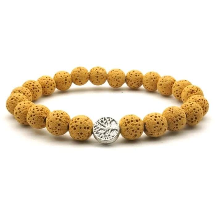 Yellow Tree of Life Lava Stone Essential Oil Bracelet 